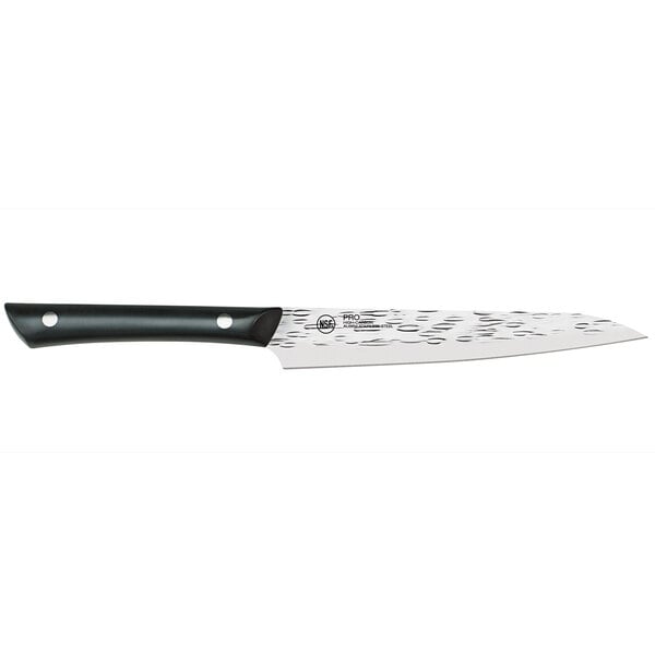 A Kai PRO utility knife with a black POM handle.