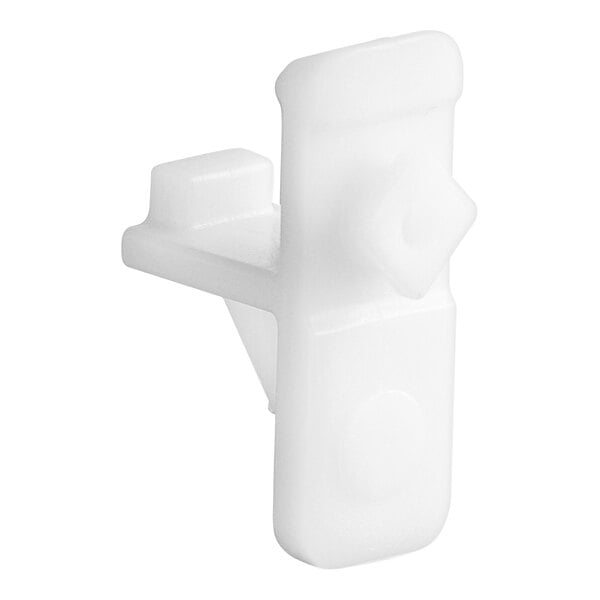 A white plastic shelf clip designed for the Galaxy GRI20 Series.