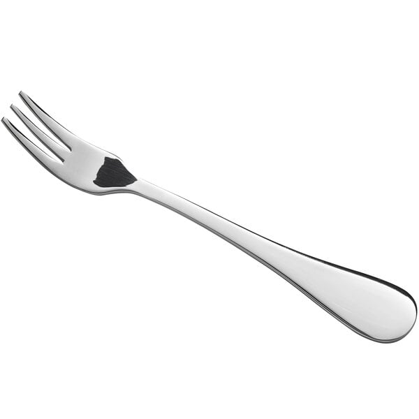 An Acopa Vernon stainless steel cocktail/oyster fork with a silver handle.