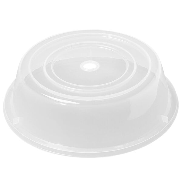 A clear plastic disc with a hole in the center.