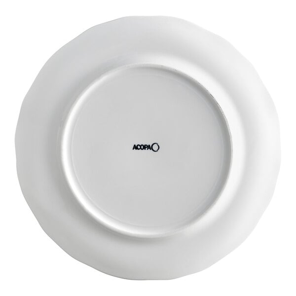 Acopa Condesa 12" Pearl White Scalloped Wide Rim Porcelain Plate - 12/Case
