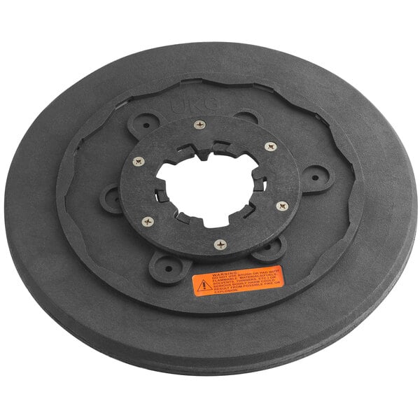 A black Lavex 17" circular pad driver with a hole in the middle.