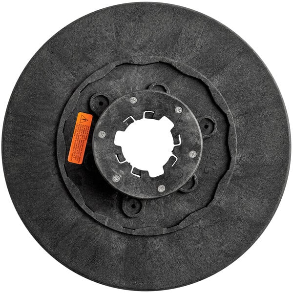 A black circular Lavex pad driver with a white center circle.