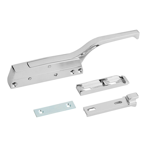 A close-up of a Kason offset chrome metal door latch handle.
