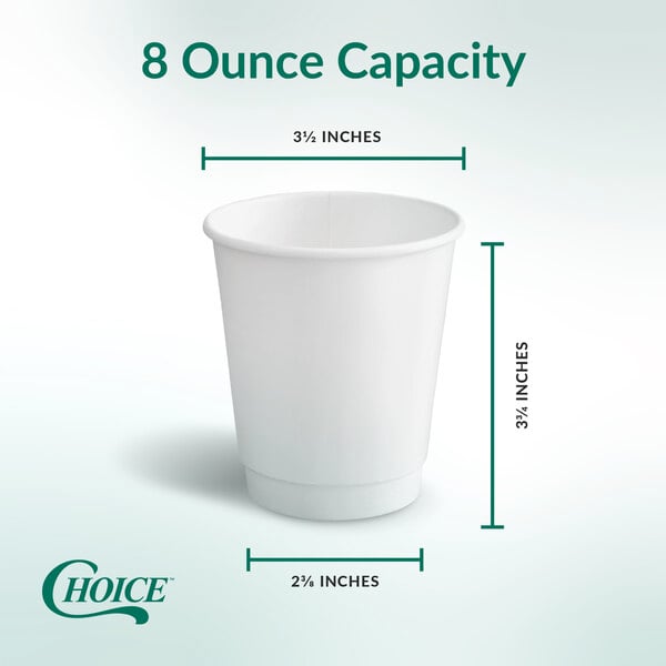 A white 8-ounce double wall paper hot cup with a smooth surface.