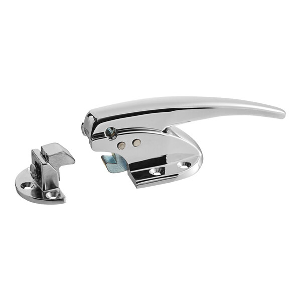 The chrome-plated Kason 930 Series Trigger Action Latch Strike.