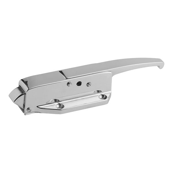A polished chrome Kason radial latch body with a handle.