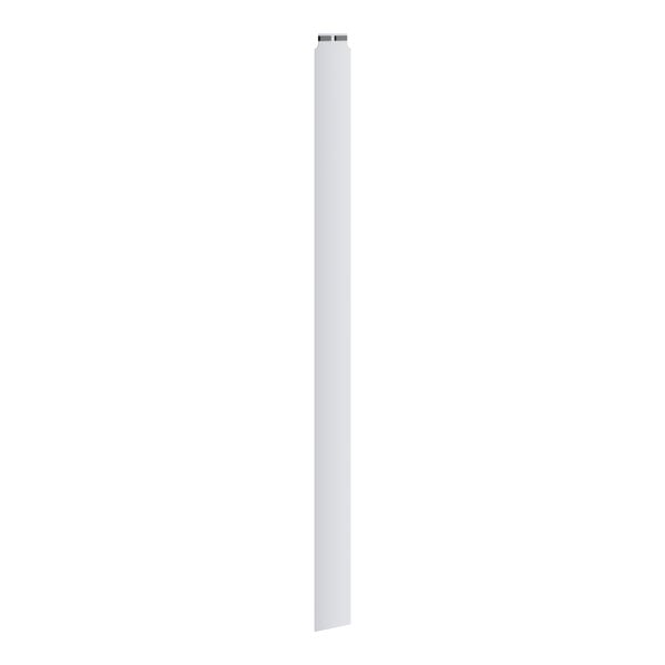 A white rectangular object with a black border containing a long white tube with a black top.