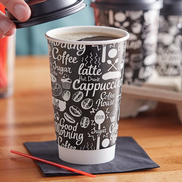 Case of Paper - 16 oz. - Disposable - Coffee Bean Pattern - Hot