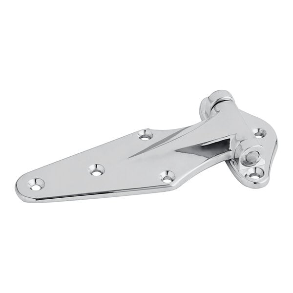 A silver Kason 1070 narrow flange hinge with screws.