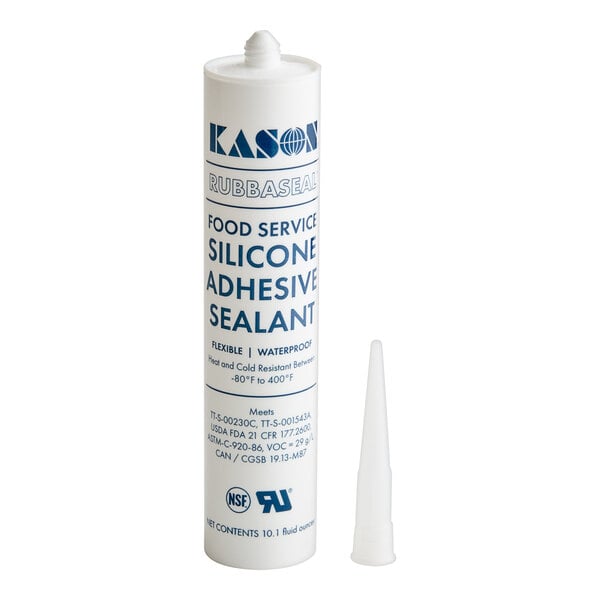 A clear tube of Kason RubbaSeal silicone caulk and sealant.