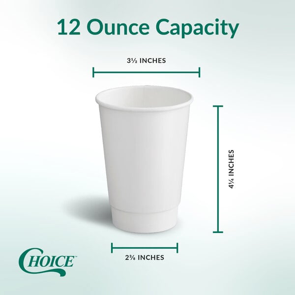 A plain white 12-ounce double wall paper hot cup.