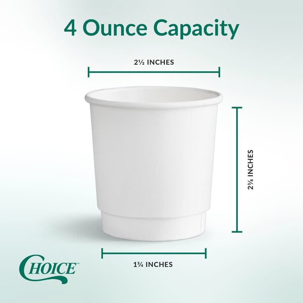 A white 4-ounce double wall paper hot cup.
