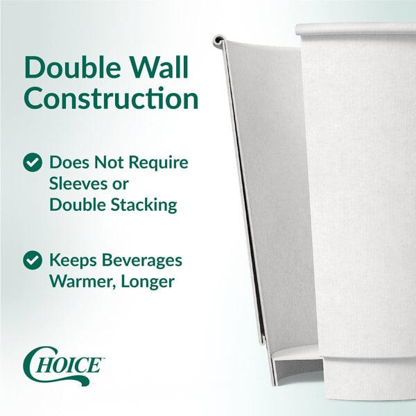 A white 4 oz. double wall paper hot cup designed to keep beverages warmer for longer without needing sleeves or double stacking.