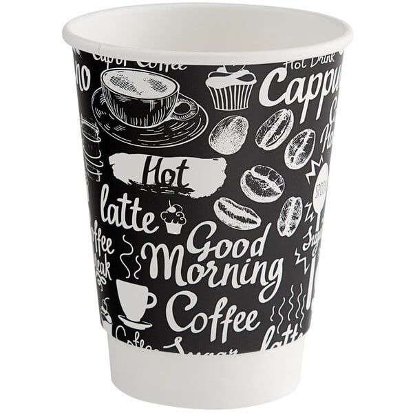 Choice 12 oz. Double Wall Ripple White Paper Hot Cup - 25/Pack