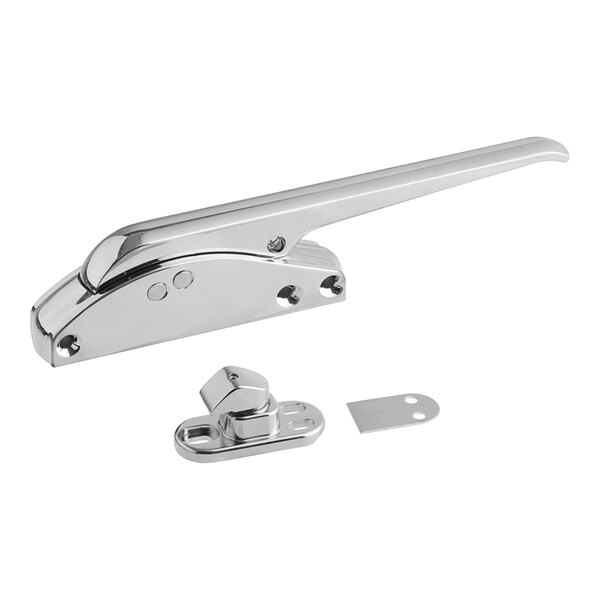A close-up of a chrome plated Kason 533D edgemount latch.