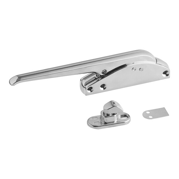 A close-up of a chrome Kason Edgemount latch on a door.