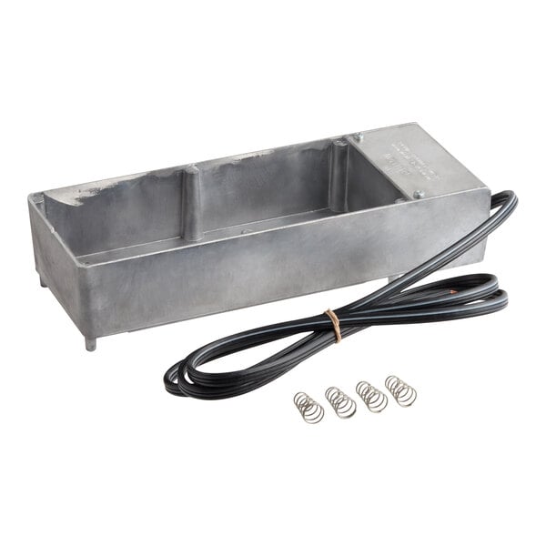 A metal Kason 660 Series energy saving condensate evaporator with a power cord and four small coil springs.