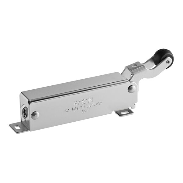The polished chrome Kason SureClose hydraulic door closer body.