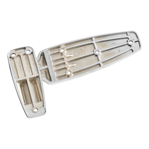 A close-up of a Kason Reversible Cam-Rise Door Hinge with screw holes.