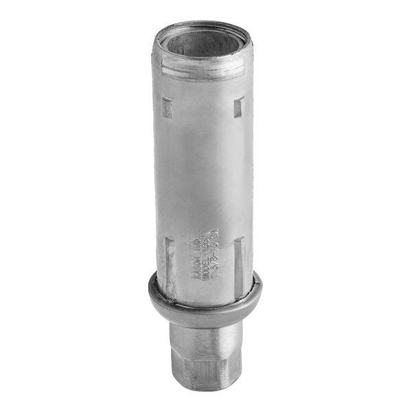 A silver stainless steel hex foot insert for tubing with a metal cap.