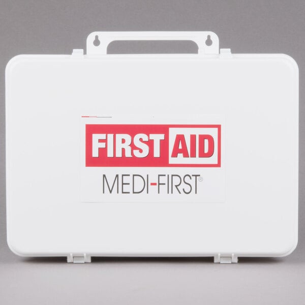 A hard shell first aid kit