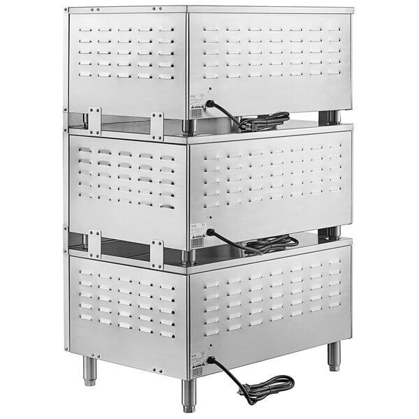 a stack of metal boxes