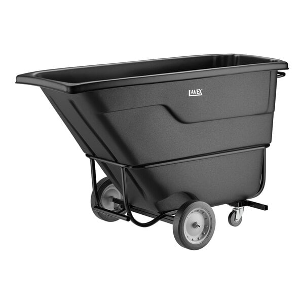Lavex 1 Cubic Yard Black Forkliftable Standard-Duty Tilt Truck / Trash Cart (1250 lb. Capacity)