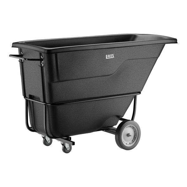 Lavex 1 Cubic Yard Black Forkliftable Standard-Duty Tilt Truck / Trash Cart (1250 lb. Capacity)