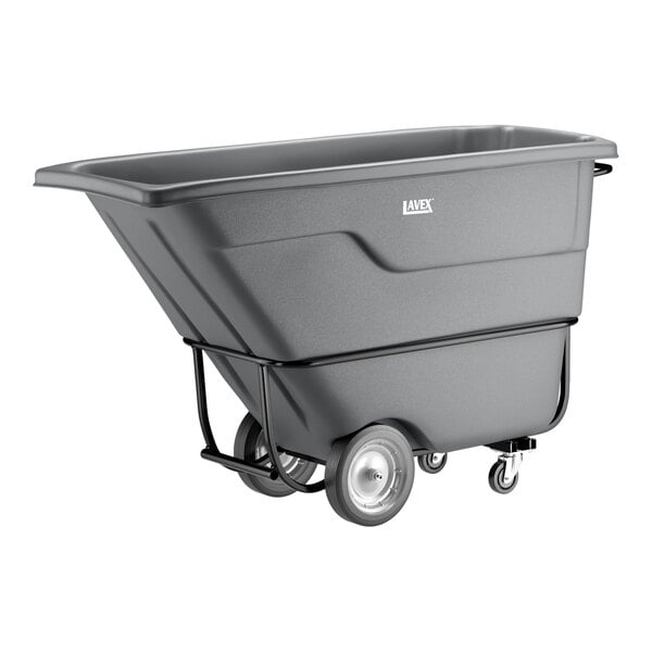 Lavex 1 Cubic Yard Gray Standard-Duty Tilt Truck / Trash Cart (1250 lb. Capacity)