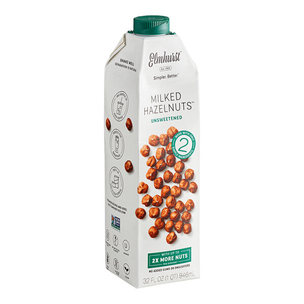 Elmhurst 32 fl. oz. Unsweetened Milked Hazelnuts - 6/Case