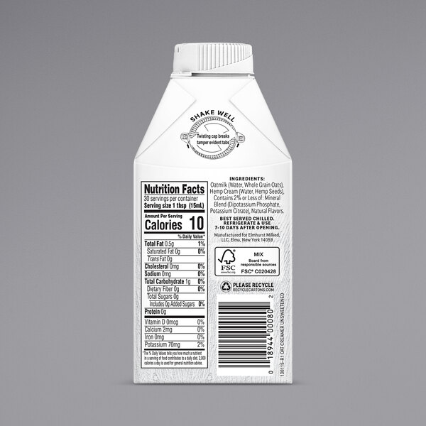 Elmhurst's 16 oz. Unsweetened Oat Creamer