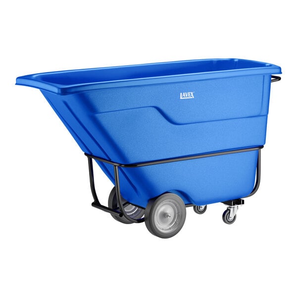 Lavex 1 Cubic Yard Blue Standard-Duty Tilt Truck / Trash Cart (1250 lb. Capacity)