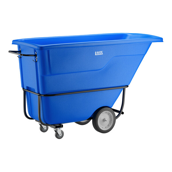 Lavex 1 Cubic Yard Blue Standard-Duty Tilt Truck / Trash Cart (1250 lb. Capacity)