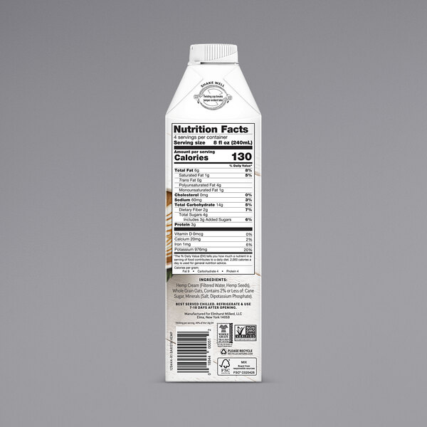 Elmhurst's 32 oz. Barista Hemp Milk 6/Case