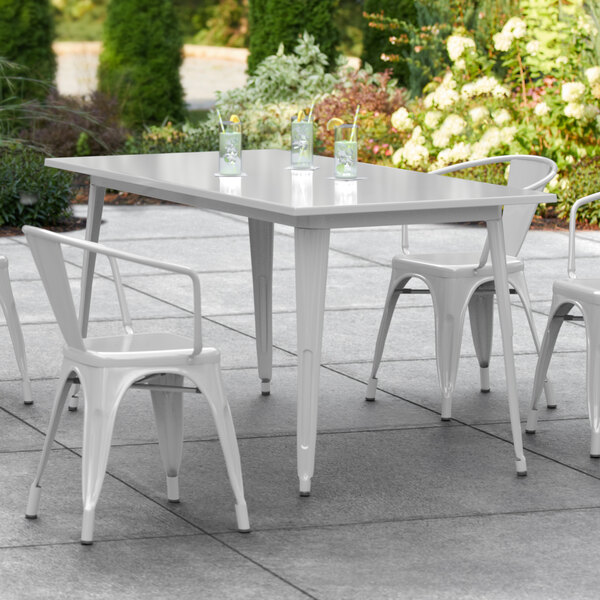 silver garden table and chairs