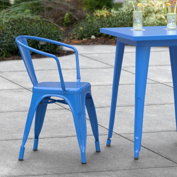 Lancaster Table Seating Alloy Series Blue Outdoor Arm Chair