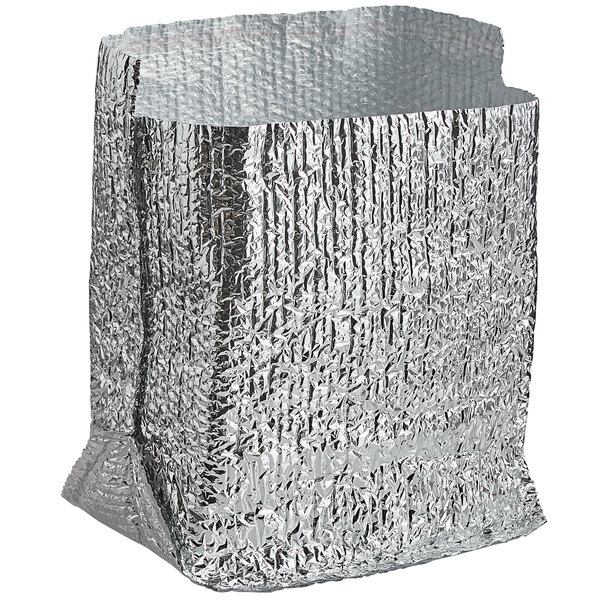 A silver Lavex insulated box liner with a crinkled surface.