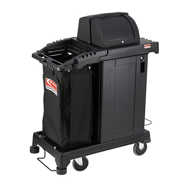 Suncast CCH200 Black Sub-Compact Janitor / Housekeeping Cart with Bag ...