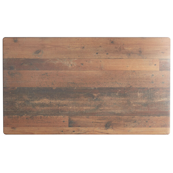 A wooden Lancaster Table & Seating rectangular counter height table top with a textured farmhouse finish.