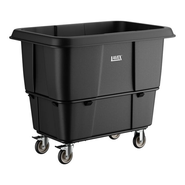 Lavex 16 Cubic Foot Black Leakproof Cube Truck (1000 lb. Capacity)