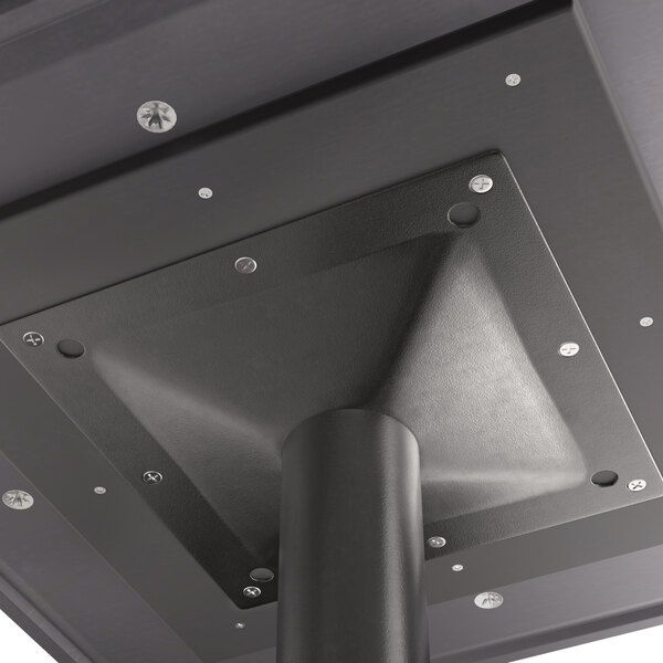 A close up of a black Lancaster Table & Seating square counter height table top.