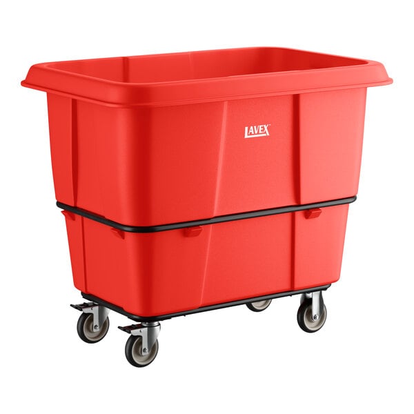 Lavex 16 Cubic Foot Red Leakproof Cube Truck (1000 lb. Capacity)