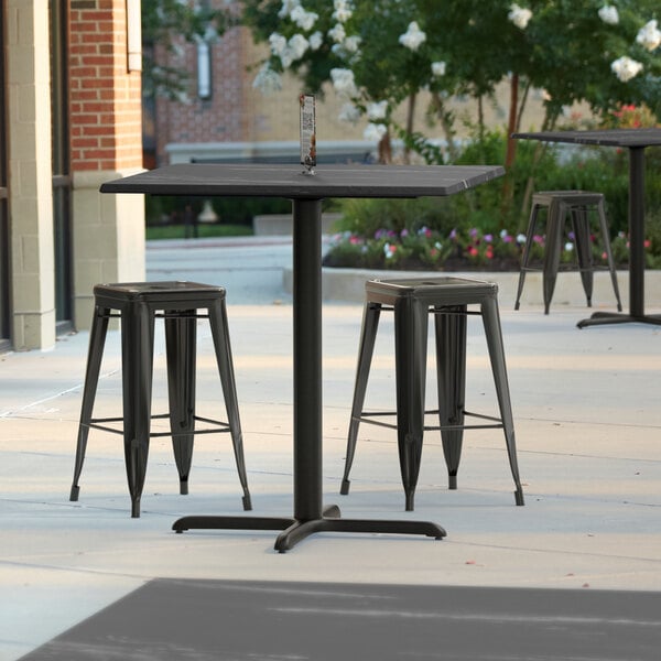 a table and chairs outside