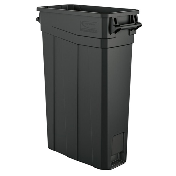Suncast TCNH2030 23 Gallon Gray Slim Rectangular Trash Can with Handles