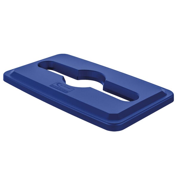 a blue plastic container with a hole