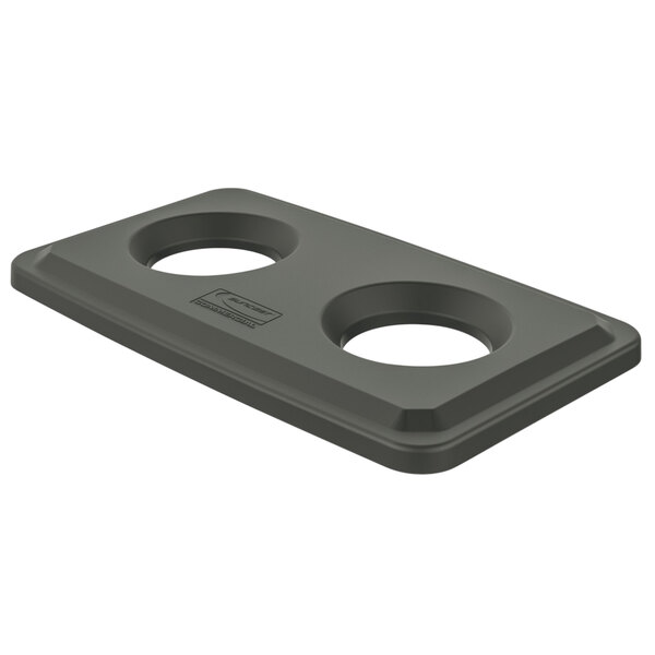 A gray rectangular lid with three holes.
