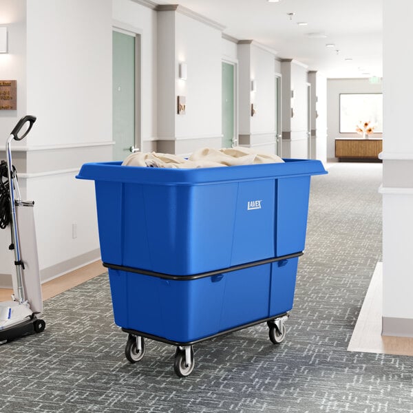 Lavex 16 Cubic Foot Blue Leakproof Cube Truck (1000 lb. Capacity)