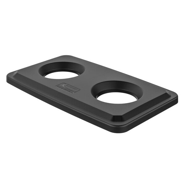 A black rectangular Suncast lid with two circles in it.