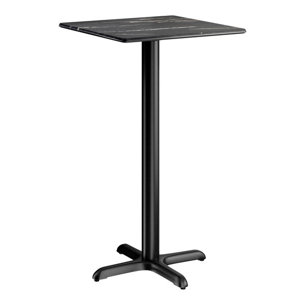 Lancaster Table & Seating Excalibur 24" x 24" Square Bar Height Table with Smooth Letizia Finish and Cross Base Plate